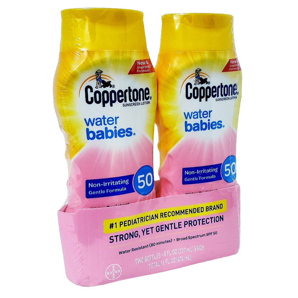 Coppertone Water Babies SPF 50 Non-Irritating Sunscreen Lotion 8oz 2-Pack New